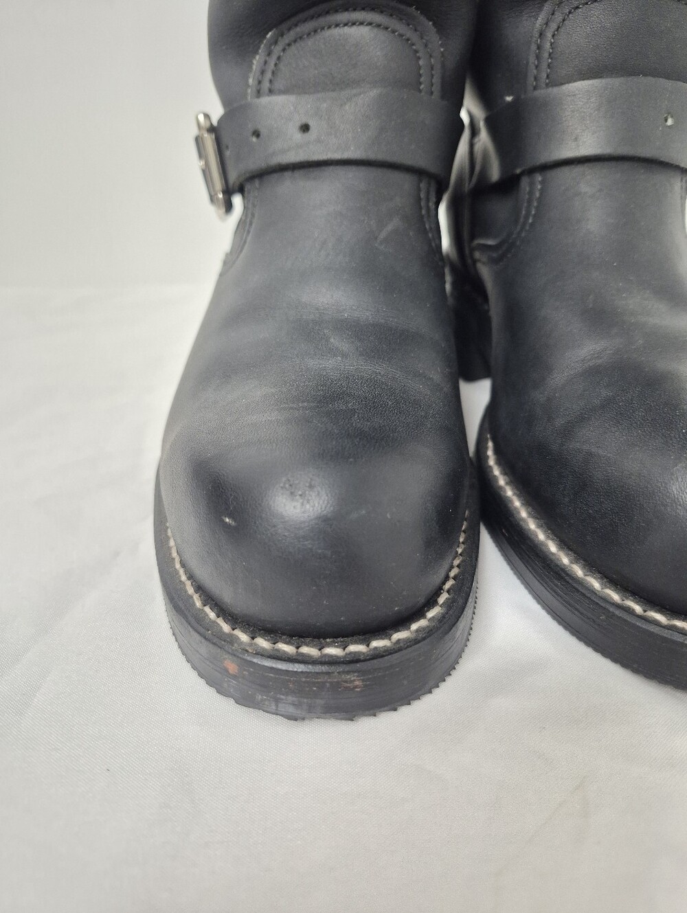 NWOT Vintage Chippewa Tall Black Leather Steel Toe Engineer Biker Boots sz 6.5D - Picture 4 of 13